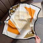 2025 Silk Shawl Print Headscarf Cat Hair Wrap Neckerchief Female Satin Square Scarf For Women Headband Foulard Hijab Bandana