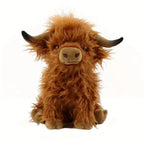 30cm Simulation Kyloe Cream Highland Cow Animal Plush Doll Soft Stuffed Highland Cow Cattlle Plushie Gift for Kids Boys Girls