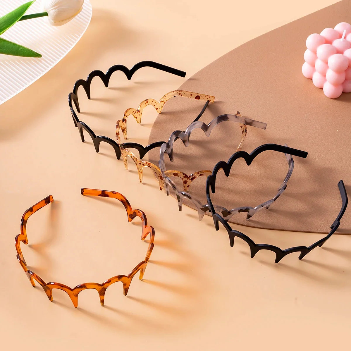 Korean Women Hair Comb Non-Slip Headband Plastic U Shape Hair Hoops Fixed Teeth Fluffy Top Hair Bands Headwear Hair Accessories