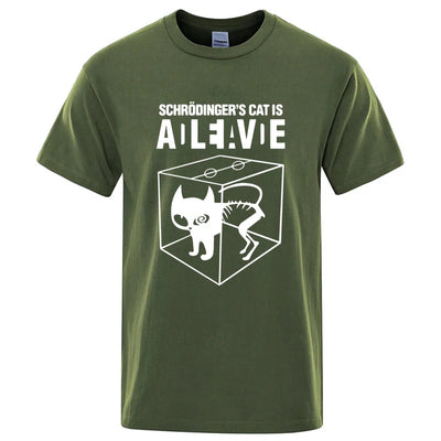 Men's T-shirt Top Quality Cotton Blend Schrodinger's Cat Print Short Sleeve Men T Shirt Casual The Big Bang Theory Mens Tshirt