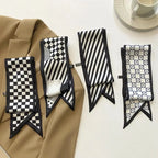 Fashion Print Silk Skinny Hair Scarf For Women Narrow Ribbon Tie Handle Bag Band Bandana Neckerchief