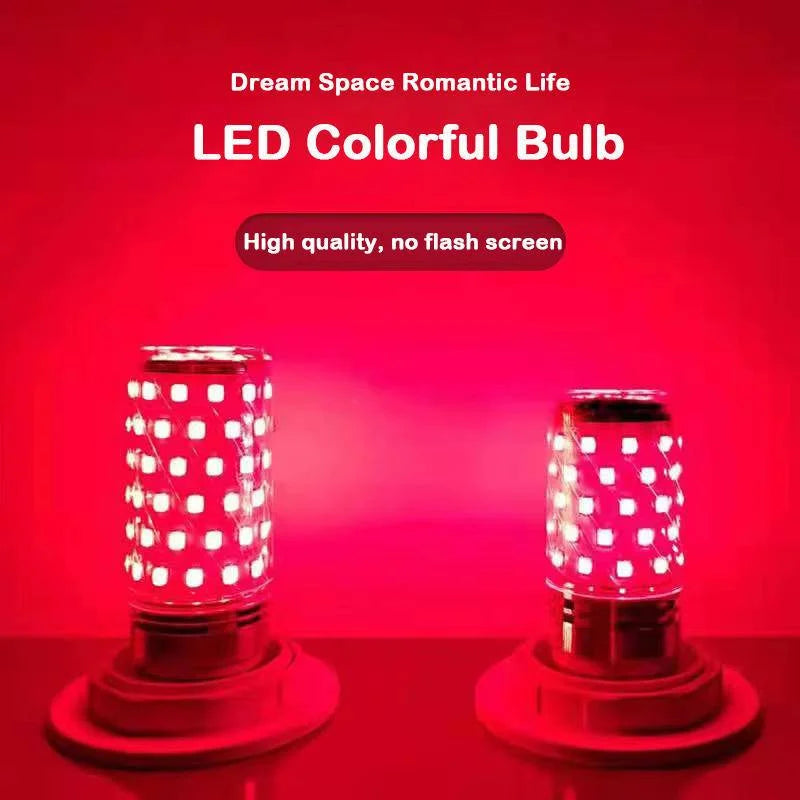 E27 LED Colorful Corn Bulb 12W RGB Pink Red Blue Green Purple Golden 7 Colors AC 220V Decorative Lamp for Chandelier Home Party