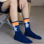 5/10 Pairs Men Letter Printed Mid Tube Socks Street Style Sweat Absorbing Breathable All Season Casual Sports Basketball Socks