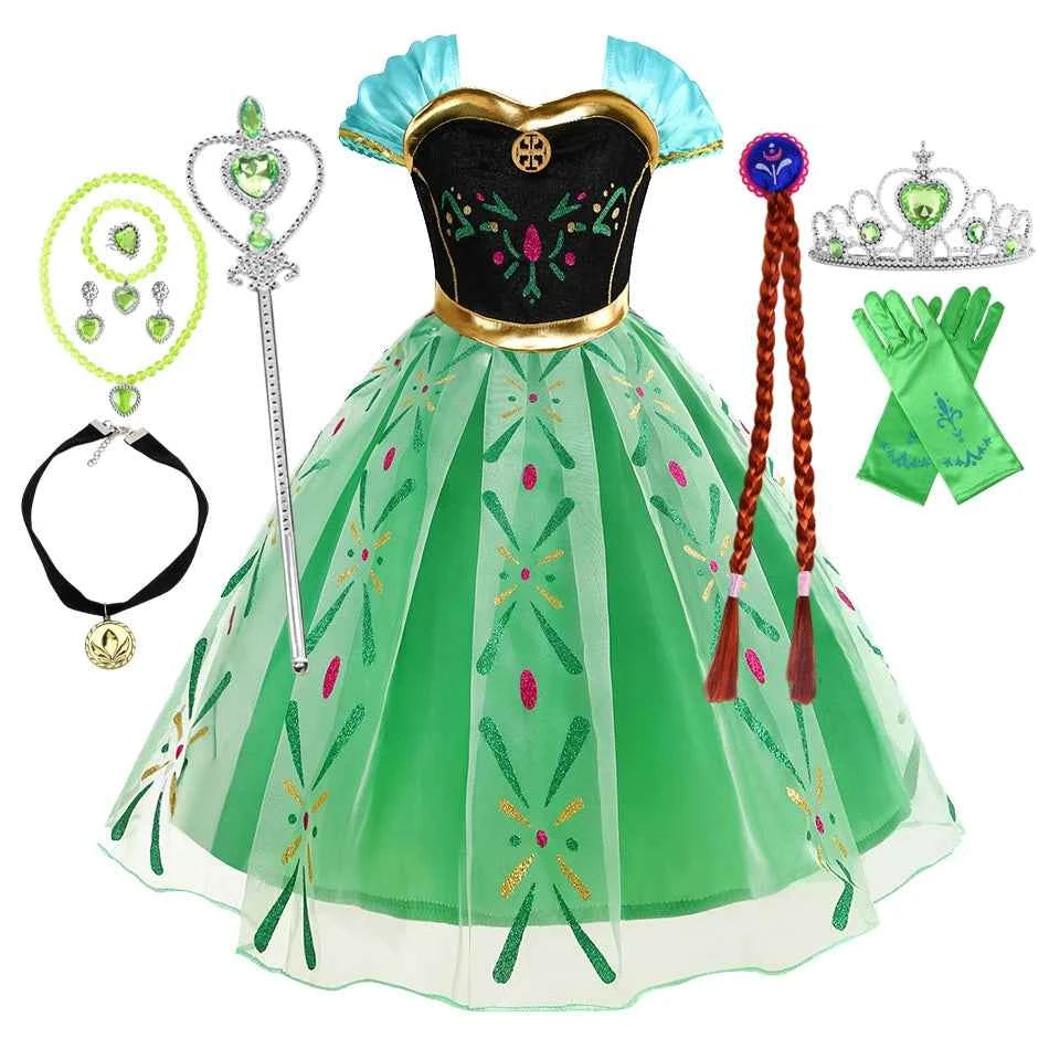 Frozen Elsa Anna Princess Girls Costume Kids Dress Disney Snow Queen Halloween Cosplay Birthday Party Dress Up 2-10 Years