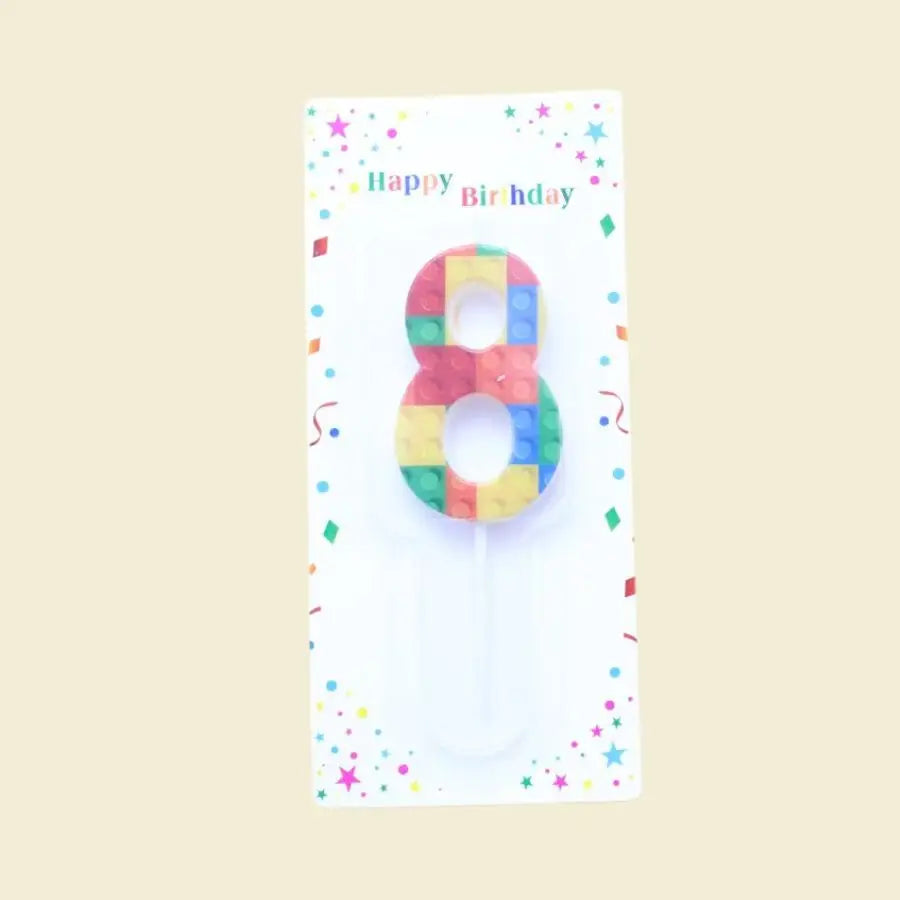 1 PCS  Colored Building Block Shaped Digital Candle Cake Decoration 0-9 Birthday Baking Decoration Plugin