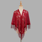 Tassel Patchwork V-Neck Cardigans Women Wedding Accessories Shawl Hollow Multicolored Evening Prom Cape Tulle Shawl Party