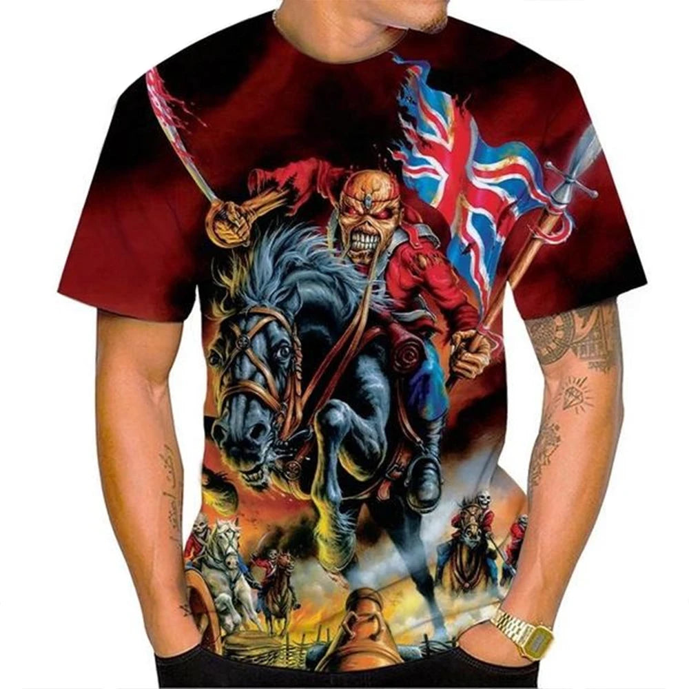 Summer Fashion Nostalgic 3D Printed Heavy Metal Music Devil Cool Fashion Personalized T-shirt