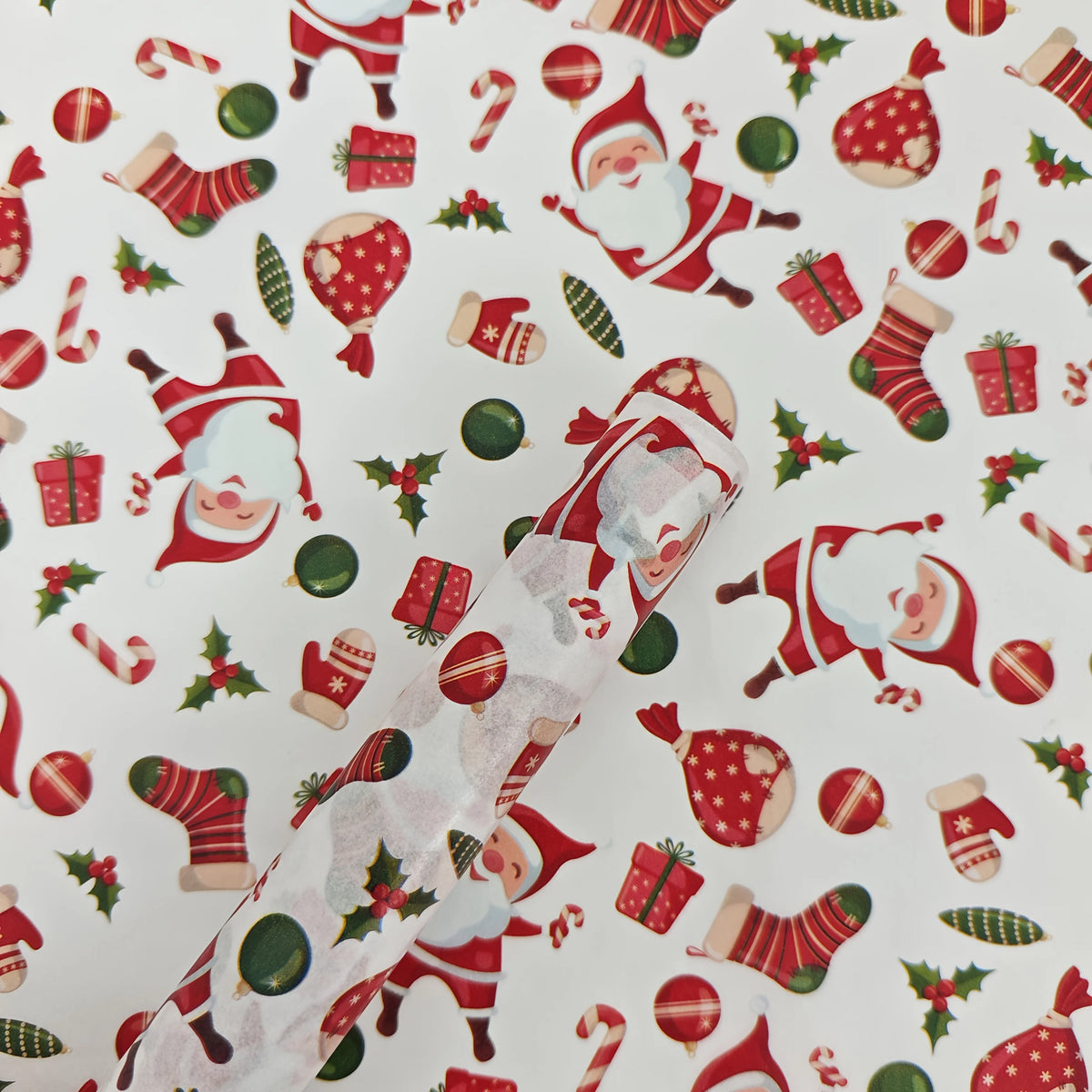 10/20 Sheets, Santa and Christmas Gift Patterned Tissue Paper, Santa, Christmas Gifts, Christmas Stockings, Colored Lights, Christmas