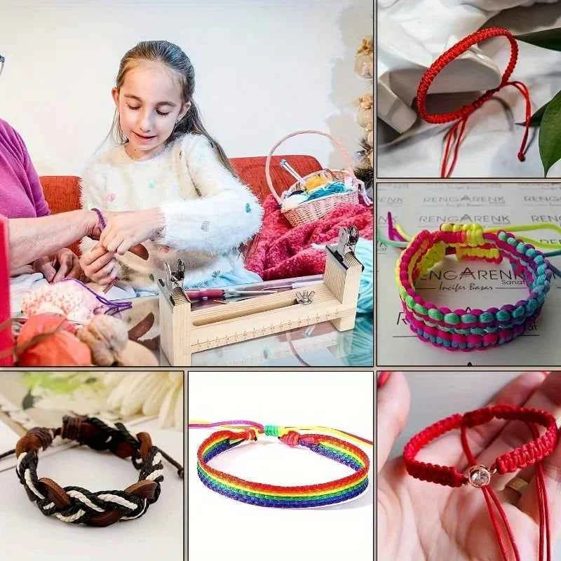 1 Set Adjustable Paracord Bracelet Making Kit, U-Shaped Wooden Frame, DIY Jewelry Crafting Tool, Ideal for Hobbyists