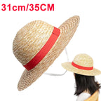 31cm/35CM Anime Straw Hat Festivals Party Cosplay Props Sun Protection Hat Parent-child Summer Sun Straw Beach Hat For Men Women