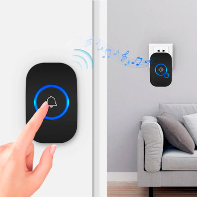Wireless Doorbell FullHouse Waterproof Door Chime Kit Includes Push Button Transmitter and Plug In Receiver