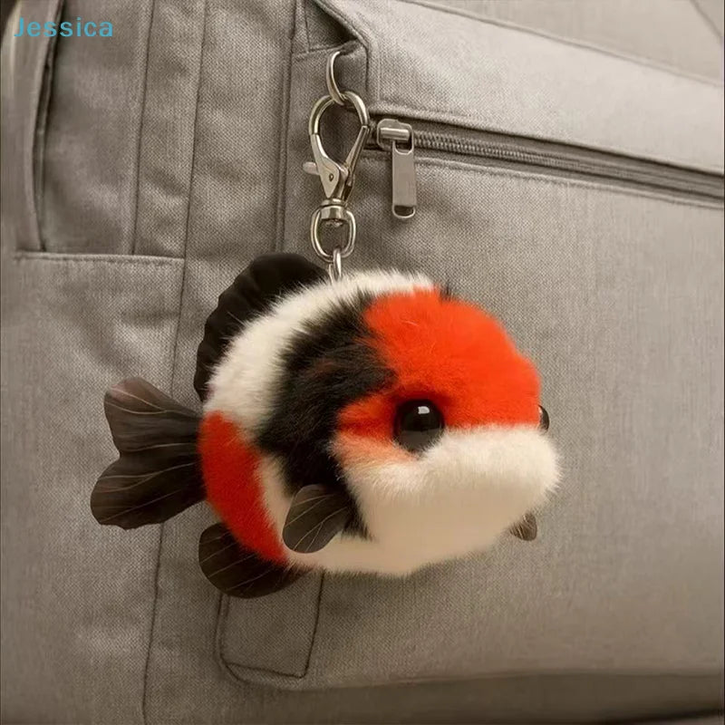♥Plush Koi Fish Keychain - Cute Colorful Fish Stuffed Toy Pendant for Backpack, Bag & Key Decoration