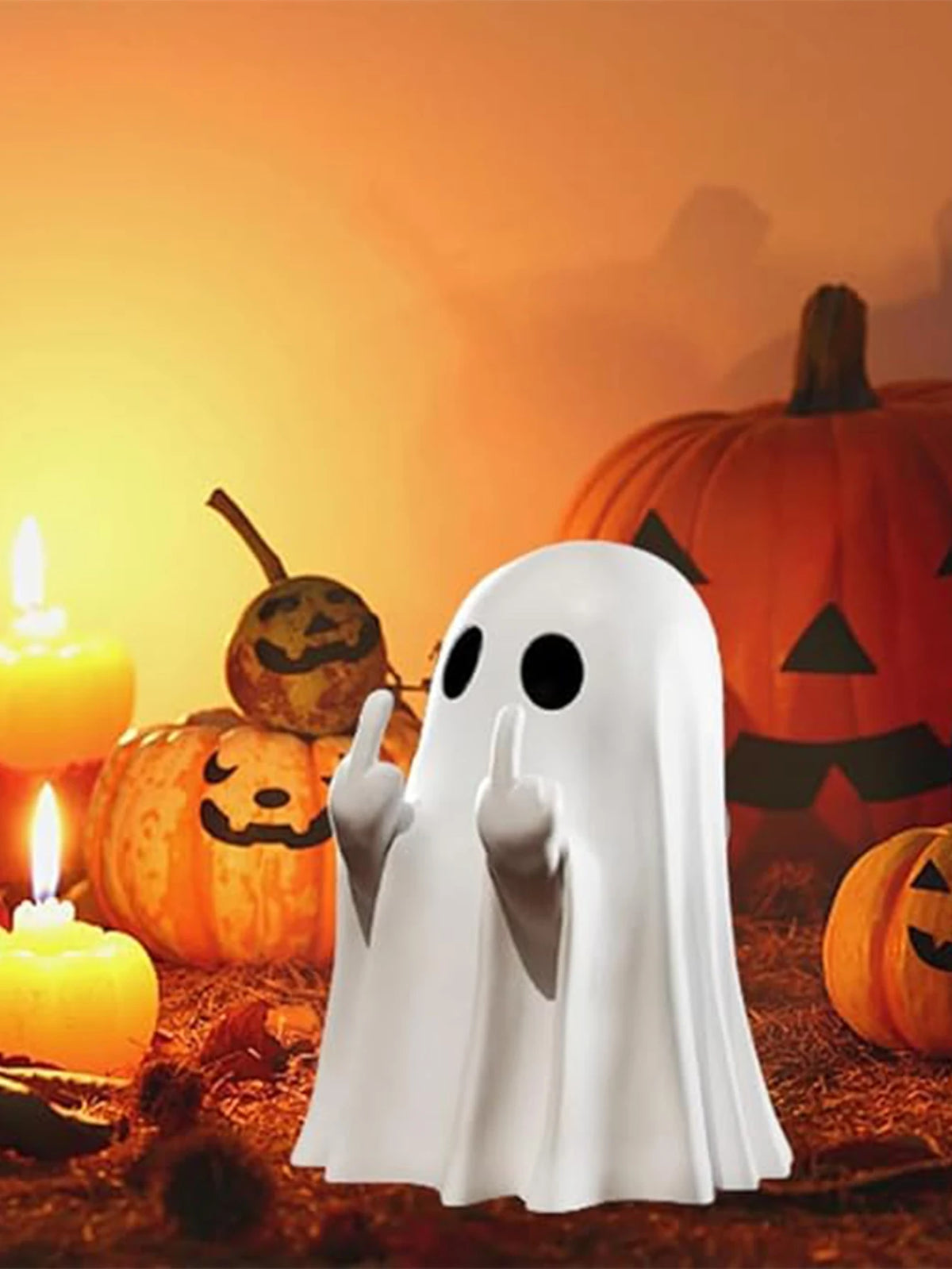 Middle Finger Ghost Statue – Funny Halloween Horror Decoration