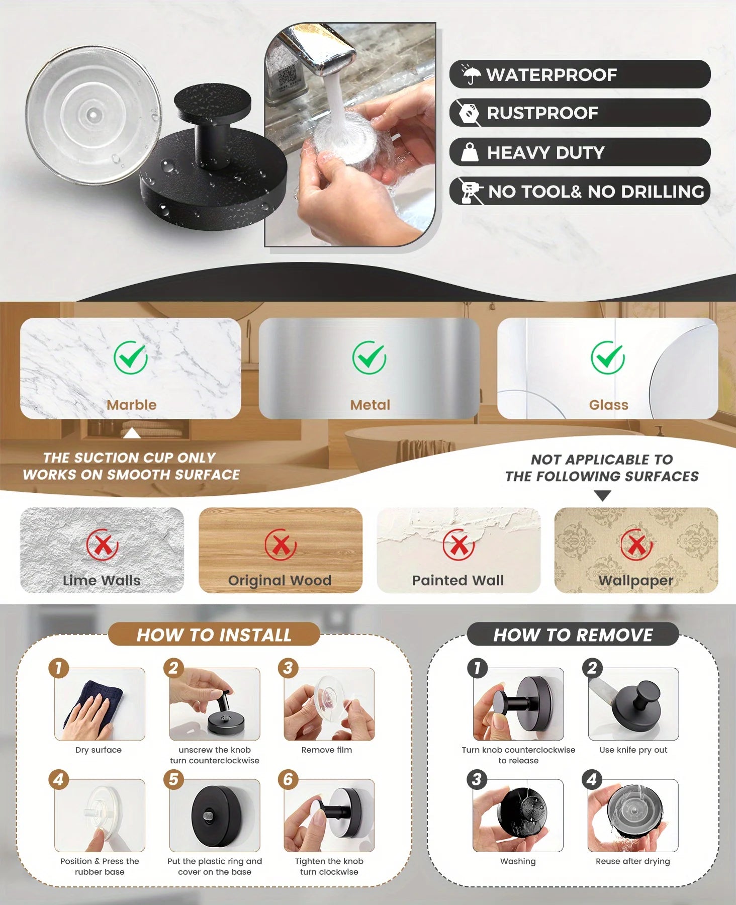 Vacuum Suction Cup Hooks Punch Free Bath Sucker Hook Wall Hook Hanger Glass Kitchen Bathroom Hooks for Towel Handbag