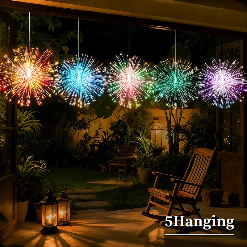 4/5pcs Hanging Solar Firework Lights LED Outdoor Garden Solar Lights 8 Lighting Modes for Landscape Garden Wedding Decorative