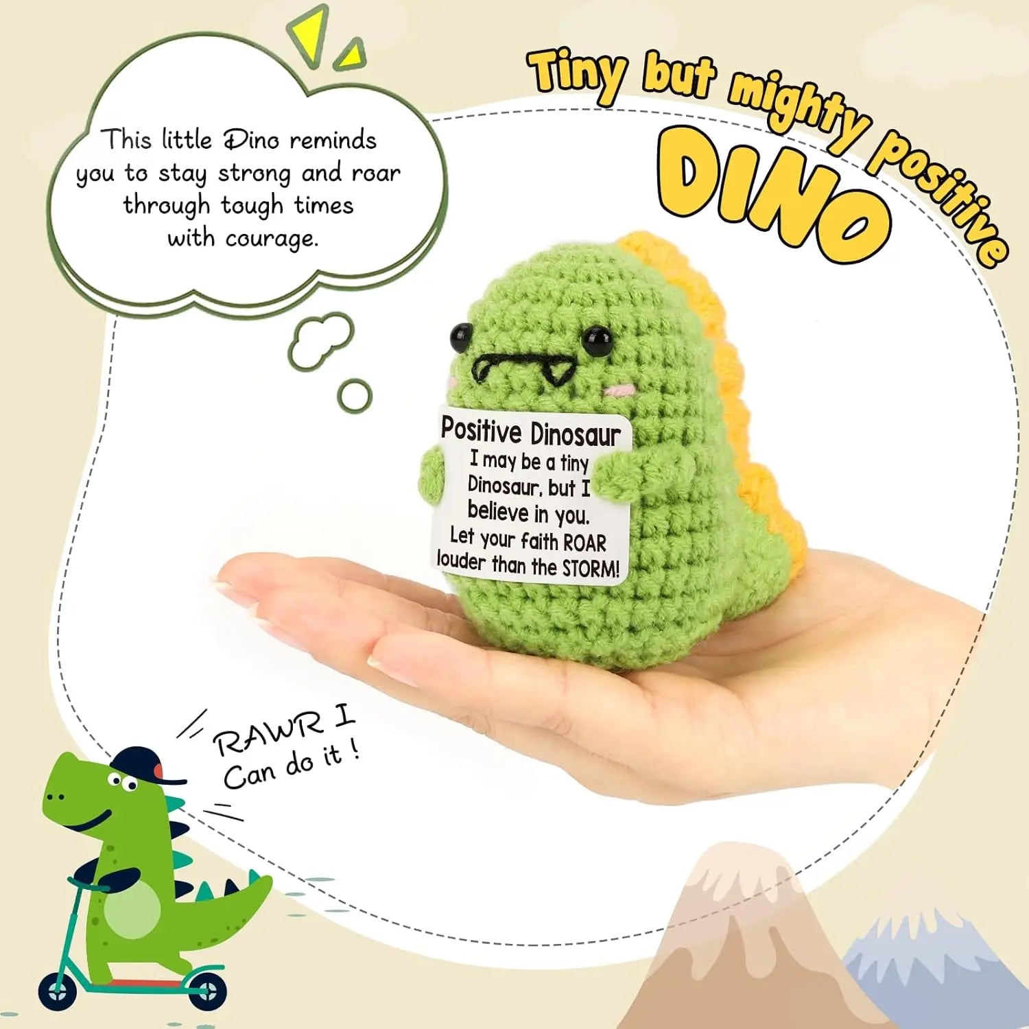 Positive Energy Duck Doll Hug Pocket Mini Handmade Plush Wool Knitting Dolls Funny Emotional Support Crochet Gift for Birthday