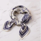 Vintage Jungle Plant Printed Square Scarf for Women