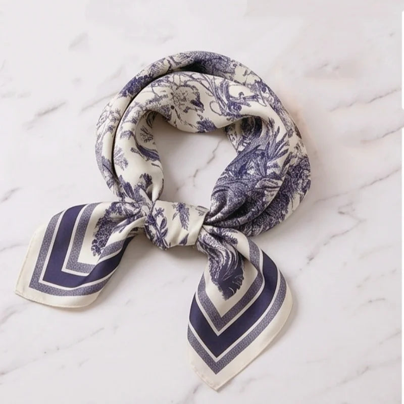 Vintage Jungle Plant Printed Square Scarf for Women