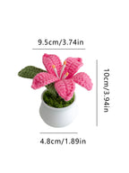 Flowers Hand-Knitted Lily Potted Delicate Crochet Woven Flowers Pot Mother's Day Gift