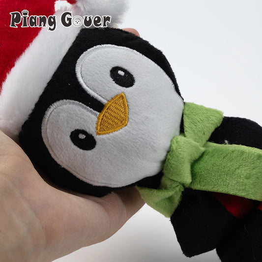 Christmas Elf Penguin Squeaky Dog Toy – Cute Plush Pet Toy