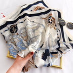 90*90cm Women Square Silk Scarf Luxury Brand Large Shawl Neckerchief Print Headband Female Foulard Bandana Wraps Hijab Scarves