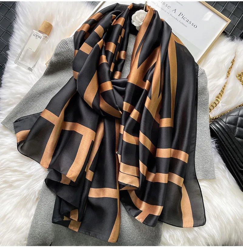 Spring Scarf Women's Luxury Design Polyester Material Smooth Scarf Soft Shawl Beach Scarf
