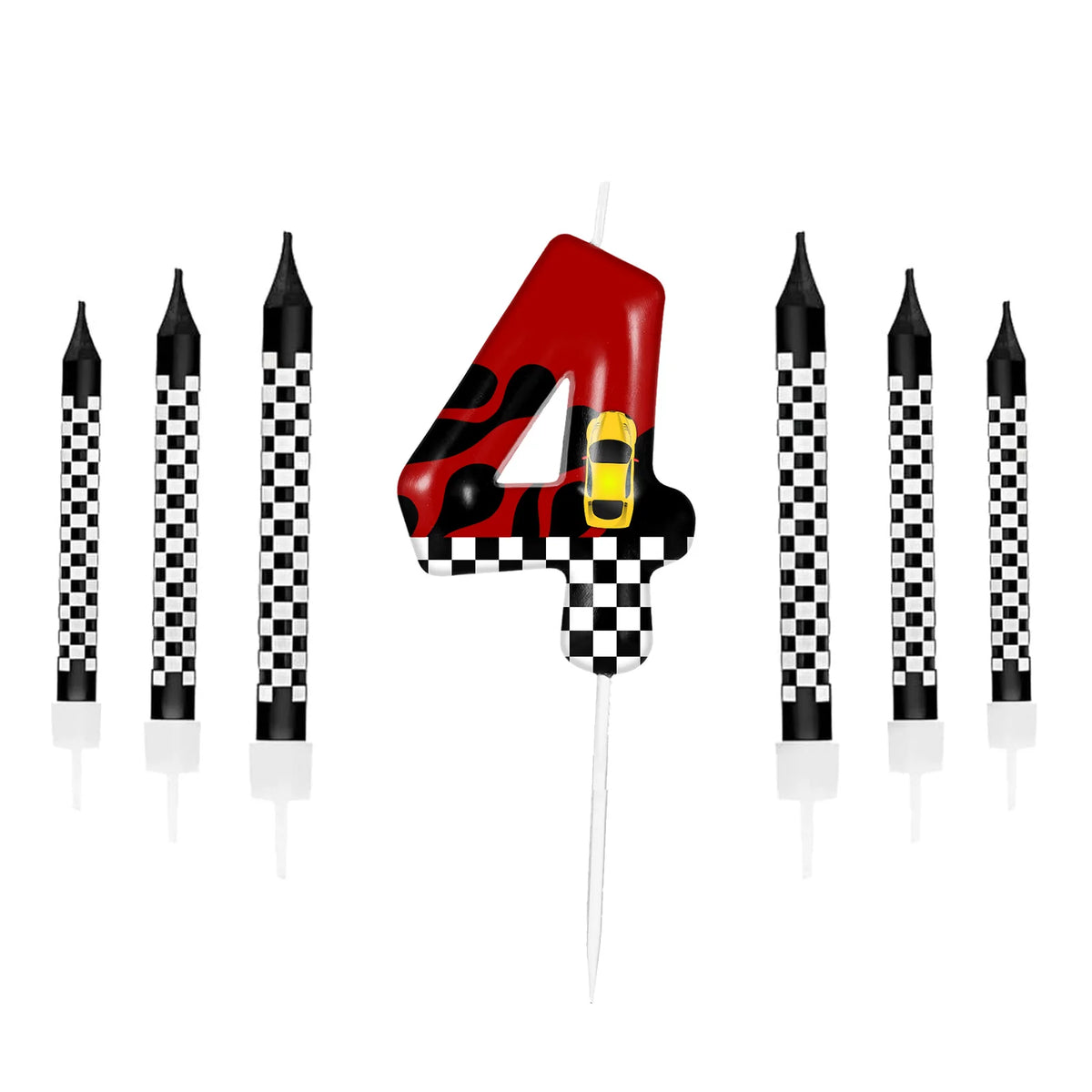 7pcs Red Racing Cars Themed Birthday for Cake Candles, Number 0 1 2 3 4 5 6 7 8 9 10 Candle Birthday Cake Topper