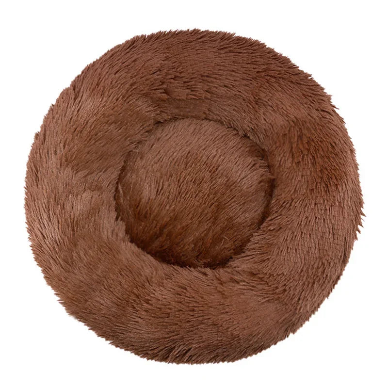 Round Plush Pet Bed for Large & Medium Dogs – Super Soft Cat Bed, Cozy Winter Warm Sleeping House