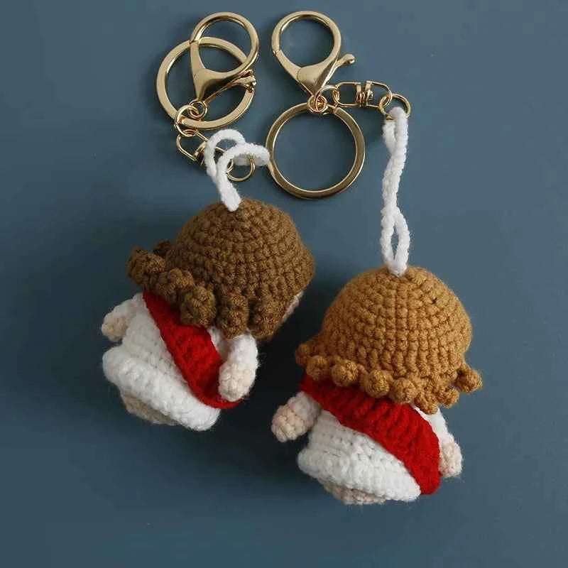 Cute Jesus Crochet Keychain Handmade Faith Bag Charm