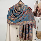 Ethnic Paisley Embroidery Viscose Hijab Retro Cashew Cotton Muslim Women Scarf Wraps Ladies Elegant Shawls Turban Headscarf
