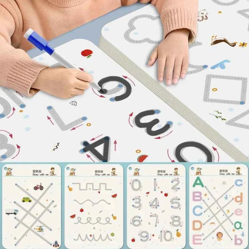 Magical Montessori Tracing Workbook Reusable Pen Control and Tracing Book for Kids Calligraphy and Drawing Educational Toys