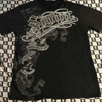 Southpole Y2K Vintage Cotton Graphic Tee Distressed Oversized Unisex T-Shirt with Gothic Print Streetwear Retro Soft Shirt Man