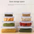 Sealed Rectangular Refrigerator Storage Box with Lid Plastic Trasparent Crisper Food Containers Stackable Microw