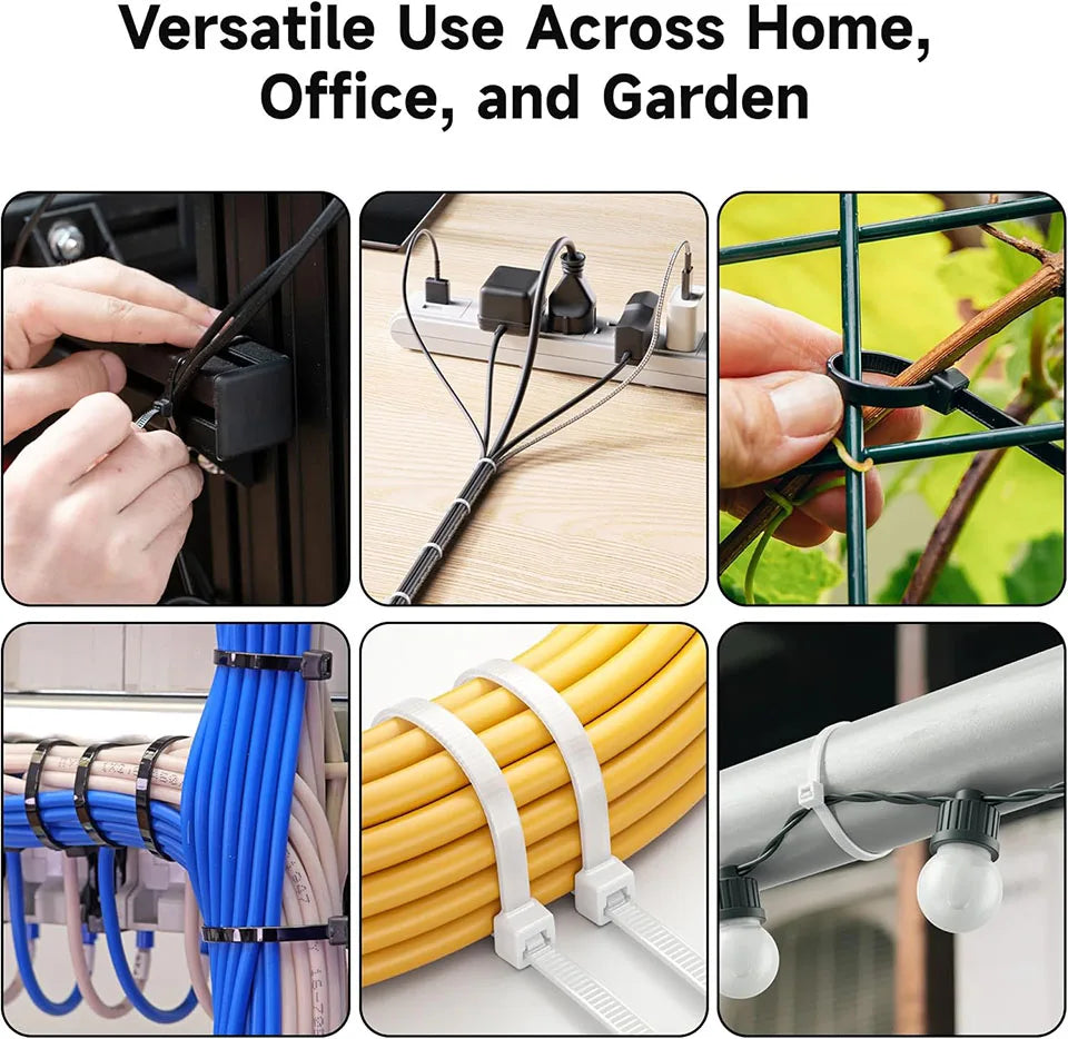 100-1000pcs Nylon Cable Zip Ties Adjustable Self-locking Cord Ties Durable Plastic Cable Ties Binding Wrap Straps for Office
