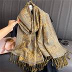 2025 new ethnic style retro shawl cashew flower geometric scarf cloak tassel scarf multi-color variety options available