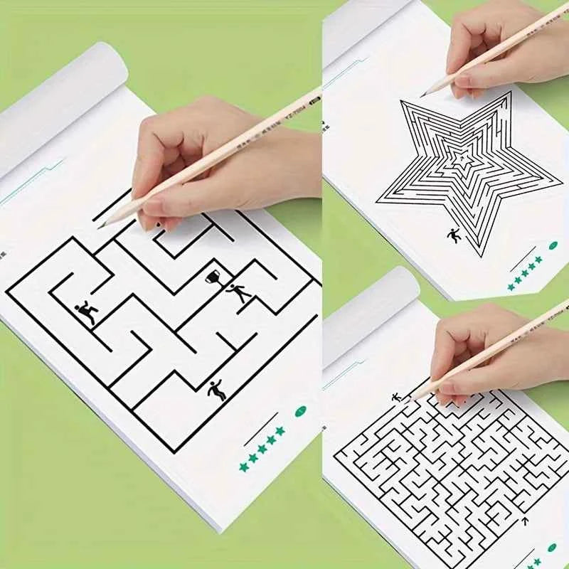 Maze Training Book, Used to Improve Concentration, a Puzzle Game Designed to Enhance Students' Thinking and Attention, an Intellectual Development Toy, a Fun Holiday Gift, a Maze Game Book.