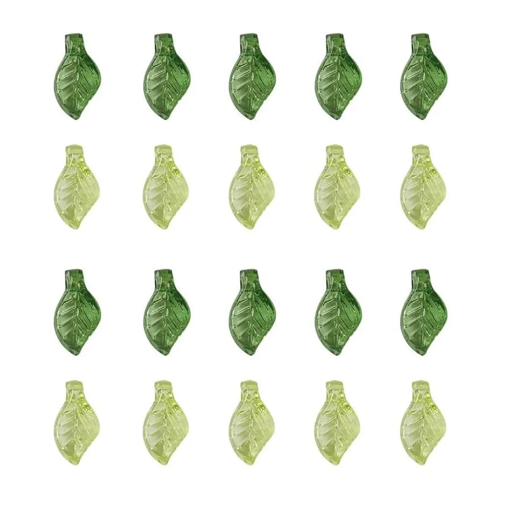 50/100Pcs Acrylic Green Leaf Spacer Charms Beads For DIY Pendant Keychain Necklace Bracelet Jewelry Making Crafts Accessories