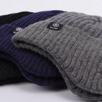 Outdoor Men’s Winter Knitted Bomber Hat – Plush Lined Peaked Cap with Earmuffs | Warm Faux Fur Cycling Hat for Cold Weather Protection