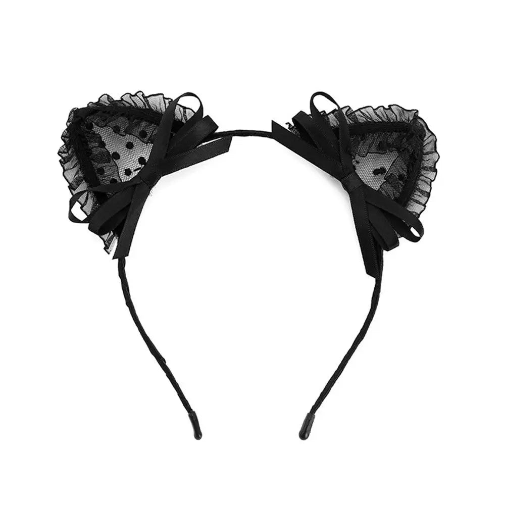 Cute Lace Black Cat Ears Headband Women Girls Hair Hoop Party Decoration Sexy Lovely Cosplay Halloween Costume Hair Accessories