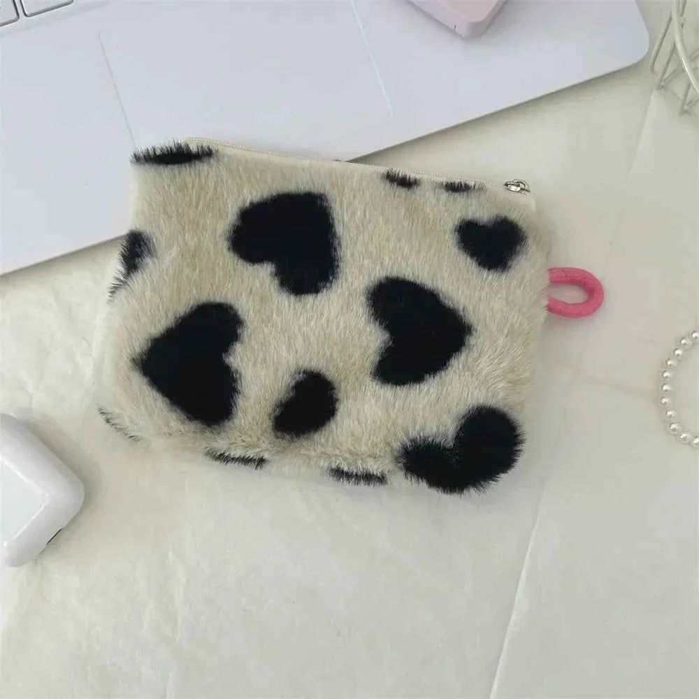 Heart Printed Cute Small Lipstick Cosmetic Bag Travel Makeup Organizer Toiletry Storage Bag Pouch Card Holder Purse Bags