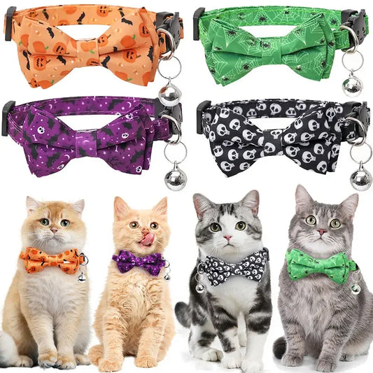 Adjustable Cat Bow Tie Collar – Festive Halloween Design