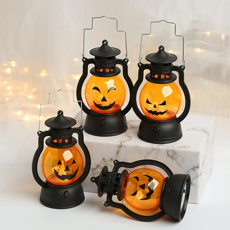 Halloween LED Pumpkin Lantern Hanging Ghost Light Retro Decor