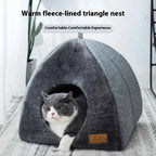 Heated Cat Bed – Self Warming Triangle Cat Cave for Indoor Pets