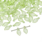 50/100Pcs Acrylic Green Leaf Spacer Charms Beads For DIY Pendant Keychain Necklace Bracelet Jewelry Making Crafts Accessories