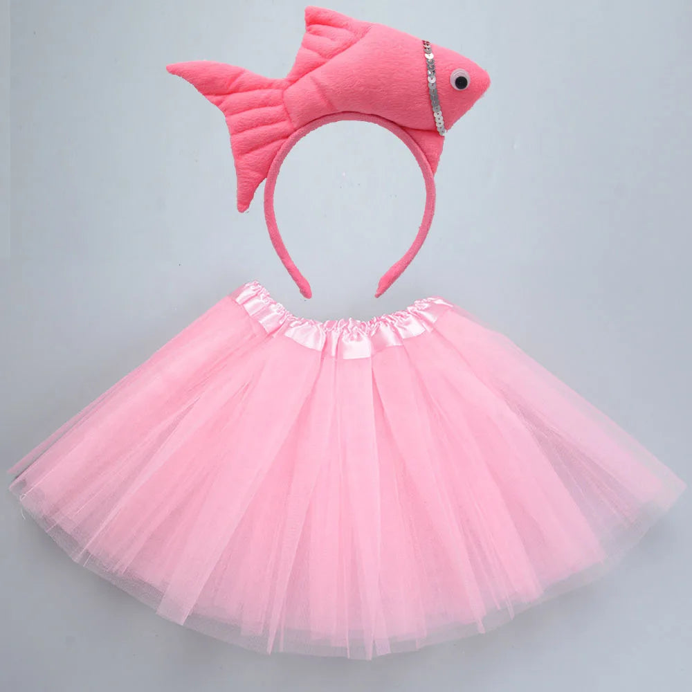Animals  Children  Headband Tutu Skirt Tail Bow Kids  Girl Party Props Elephant Tiger Fox     Halloween Costume Cosplay