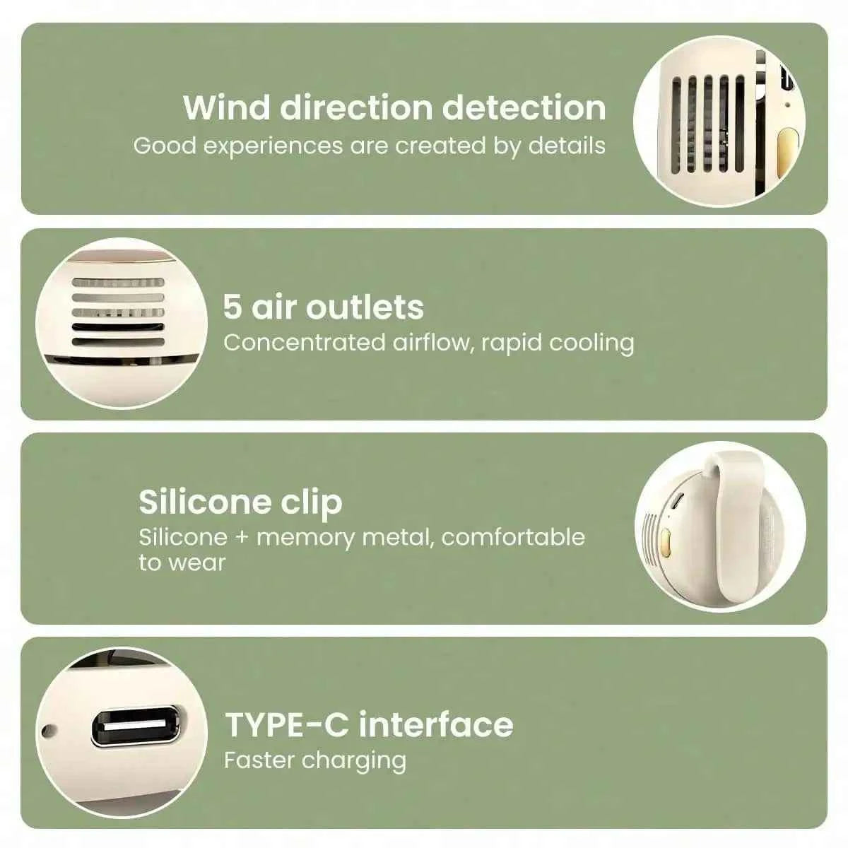 Portable Silent Mini Bladeless Electric Fan, Clip On Fan For Shirt, 3 Speeds Hands-Free Neck Fan,Suitable For Outdoor & Travel & Office, Travel Accessories, Gift
