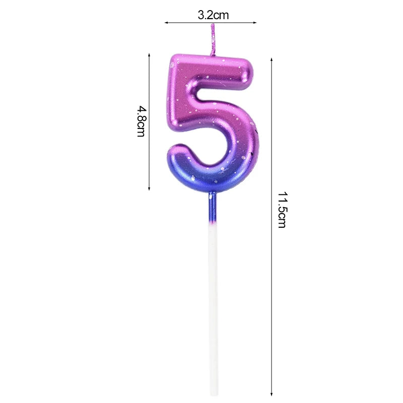 Happy Birthday Cake Decorated Interstellar Digital Colorful Candle Children's Delicate Candy Color 0-9 Number Candle Party Decor