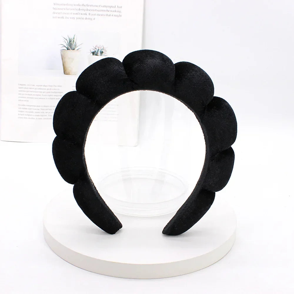 Sponge Spa Headband Velvet Washing Face Wide Padded Headband Skin Care Makeup Removal Shower for Women Girls Hair Accessories