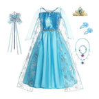 Girls Snow Queen Elsa Anna Kids Costumes For Girls 2024 Carnival Party Prom Gown Children Clothing Frozen Jasmine Princess Dress