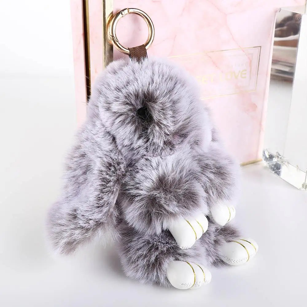 Fluffy Bunny Plush Keychain Cute Rabbit Bag Charm